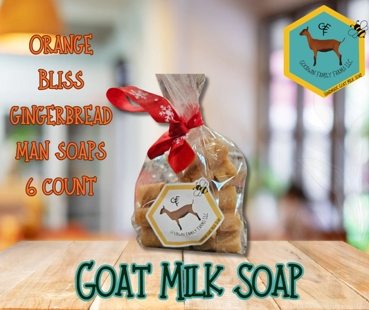 Goat Milk Soap - Gingerbread Men - Orange Bliss - 6 count