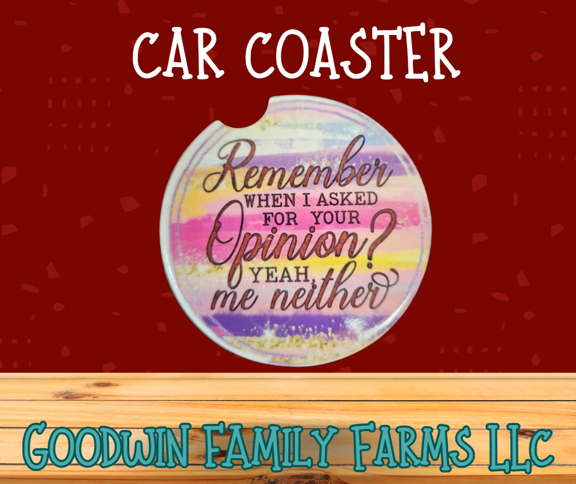 Remember When I Asked for Your Opinion? Yeah, Me Neither" Car Coaster