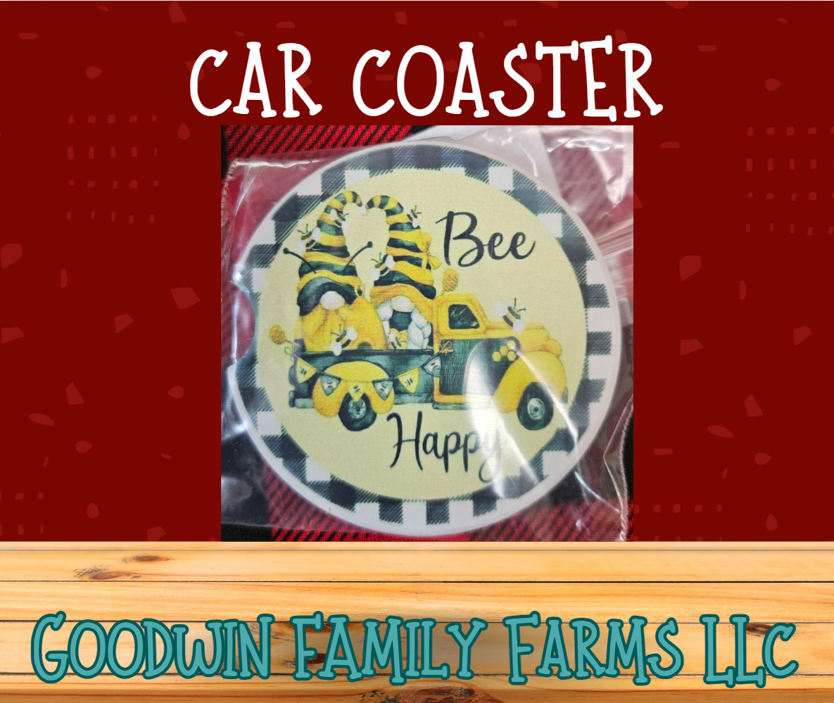 Bee Happy Car Coaster