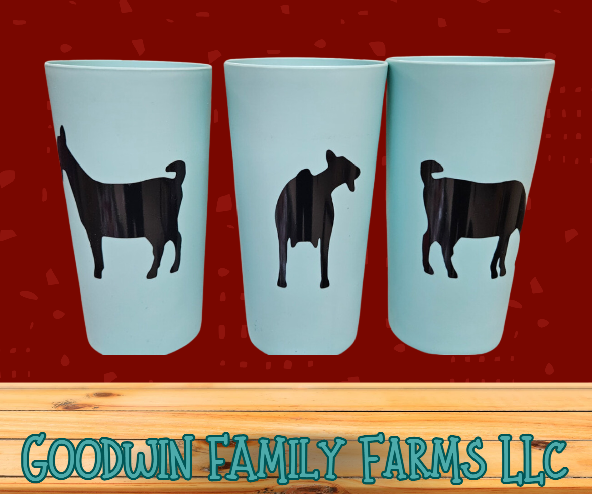 Set of 3 plastic goat cups