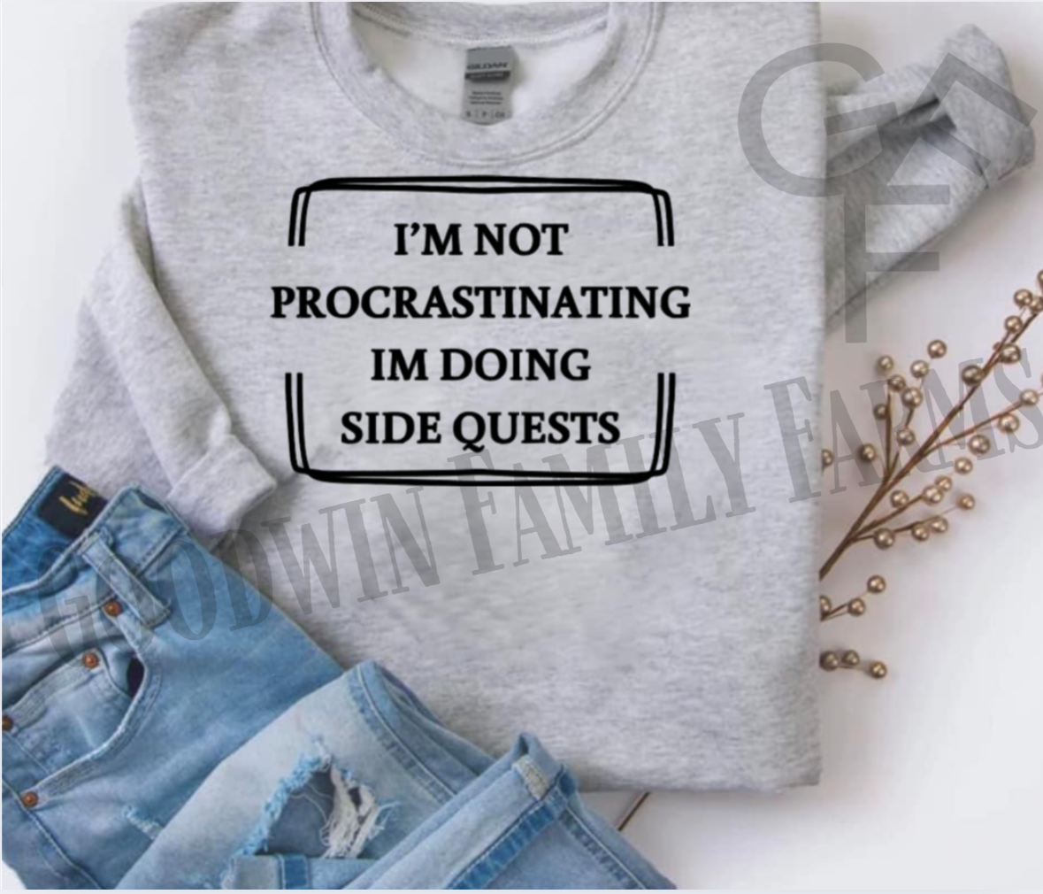 Digital Download SVG I'm not procrastinating I'm doing side quests